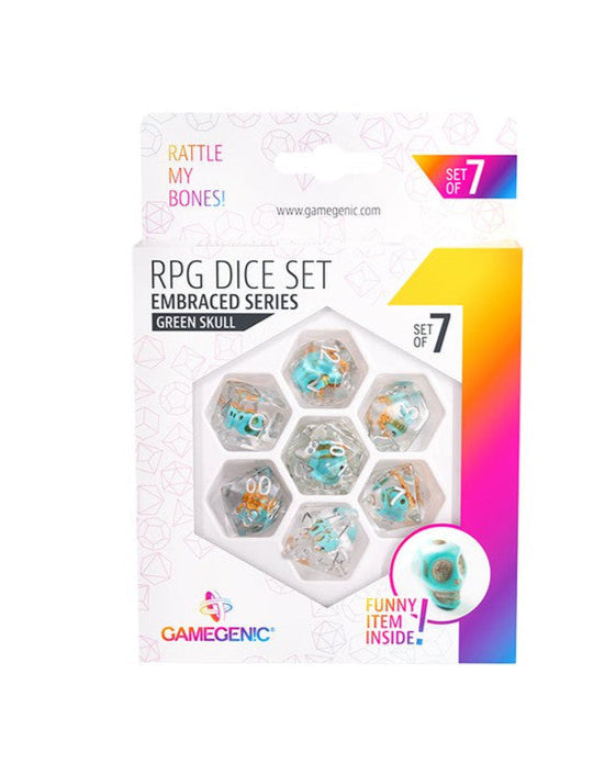 Set X7 Dados De Rol Green Skull