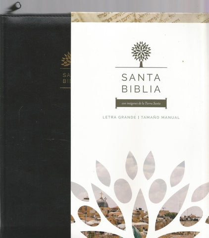 Biblia Reina Valera Letra Grande. Símil Piel Negra, Cremallera