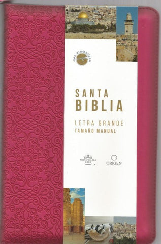 Biblia Reina Valera Letra Grande. Símil Piel Fucsia, Cremallera