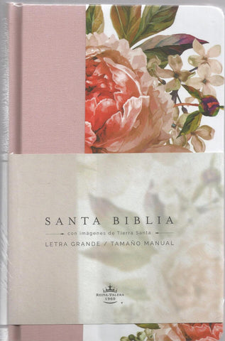 Biblia Reina Valera Letra Grande. Tapa Dura, Rosada Con Flores